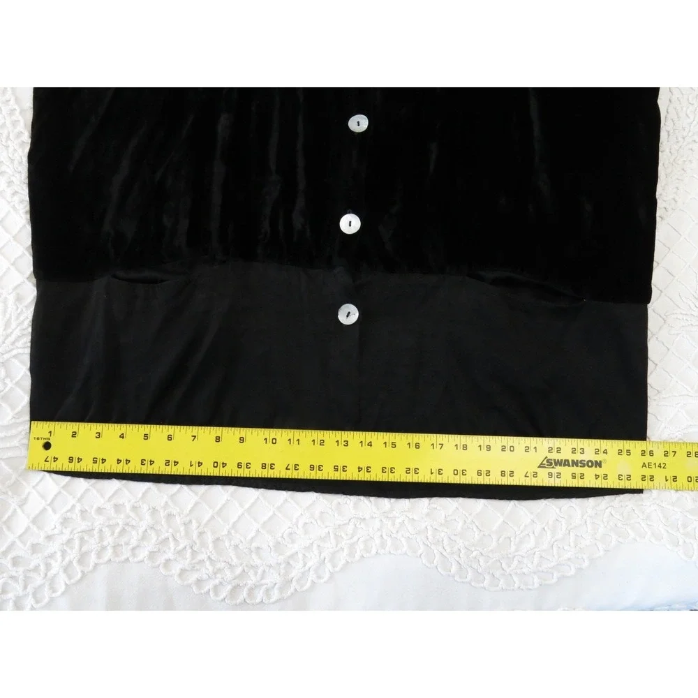 Whimsigoth Vtg 90s Y2K Black Velvet Rayon A La Mode Shirt Witchcore Grunge - Picture 8 of 13
